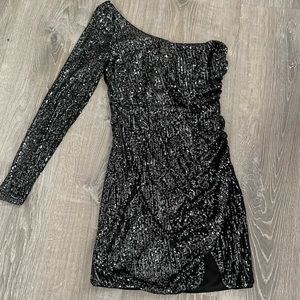 black sequin dress
